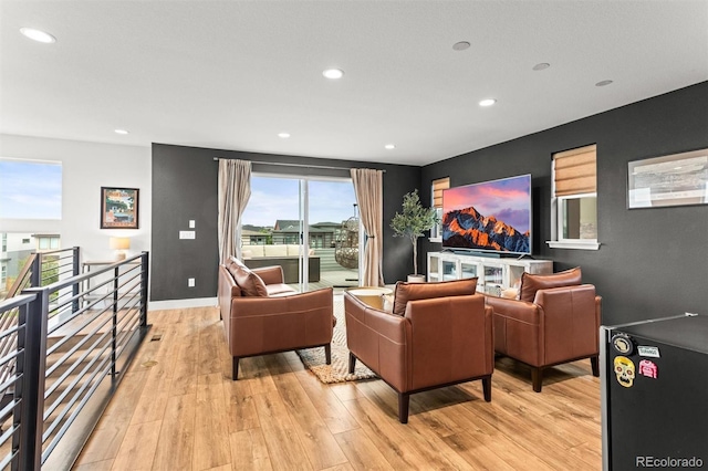 9391 E 59th N Pl, Denver, CO 80238 - living area featuring light wood-style flooring and recessed lighting