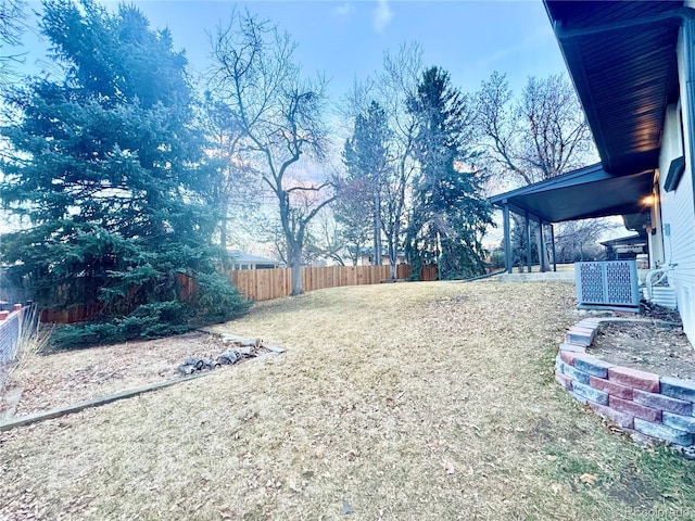 view of yard with fence