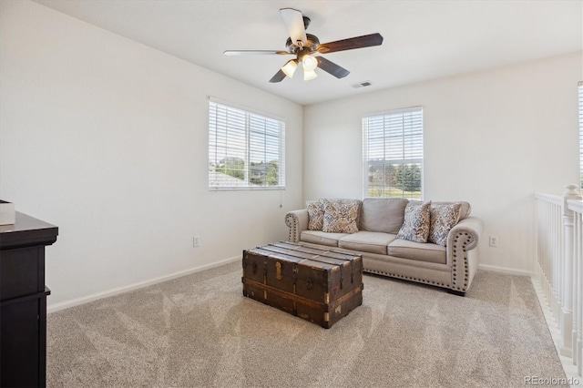 11866 High Desert Rd, Parker, CO 80134 - living room with a ceiling fan, carpet, healthy amount of natural light, and baseboards