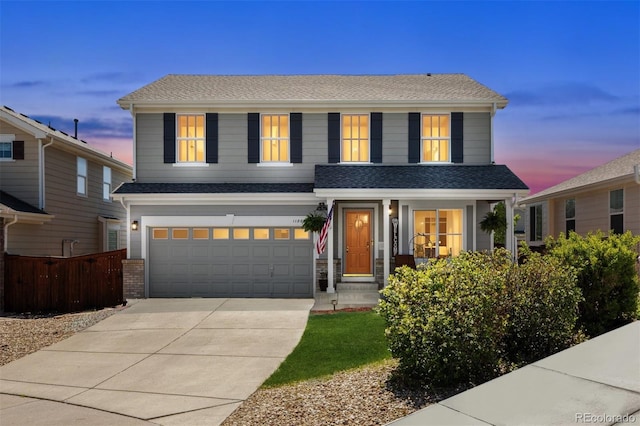 11866 High Desert Rd, Parker, CO 80134 - view of front of home with driveway, an attached garage, fence, and roof with shingles