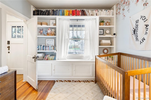 interior space with light wood-type flooring and a nursery area