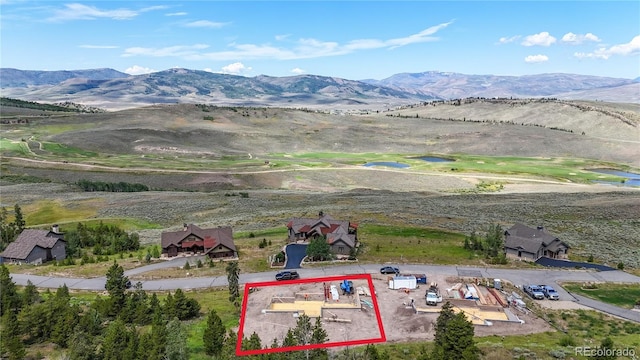 aerial view with a mountain view