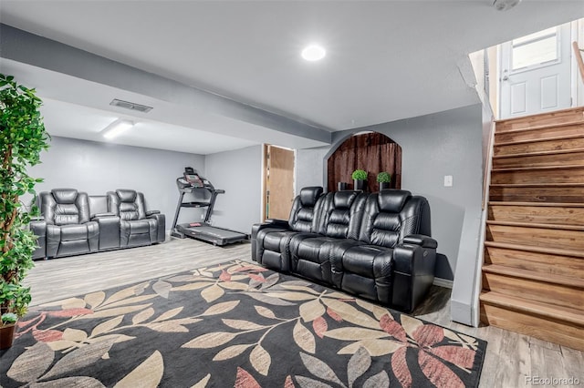 9170 Aspen Dr, Thornton, CO 80229 - living area featuring wood finished floors and stairway