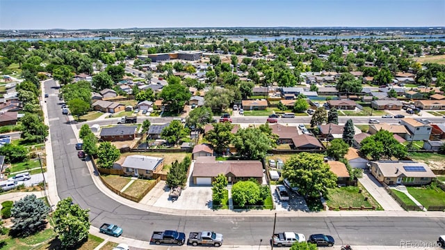 9170 Aspen Dr, Thornton, CO 80229 - aerial perspective of suburban area with a large body of water
