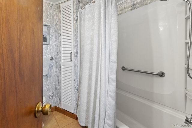 1400 S Knox Ct, Denver, CO 80219 - bathroom featuring tile patterned flooring and shower / bath combination with curtain