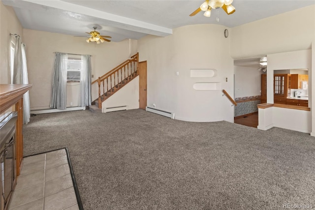1400 S Knox Ct, Denver, CO 80219 - unfurnished living room with ceiling fan and a baseboard radiator