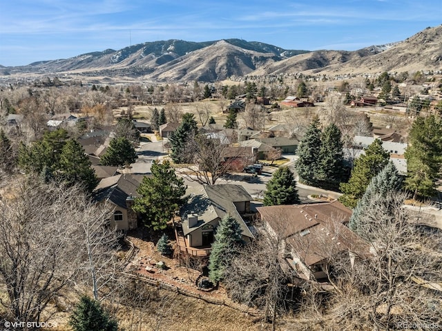 property view of mountains with a residential view