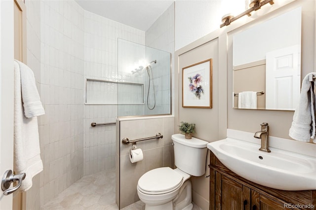 5550 Fox Meadow Ave, Highlands Ranch, CO 80130 - bathroom featuring vanity, a walk in shower, and toilet
