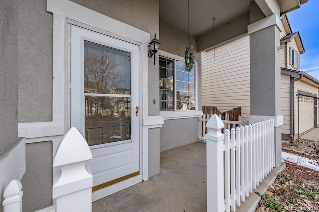 entrance to property with a garage