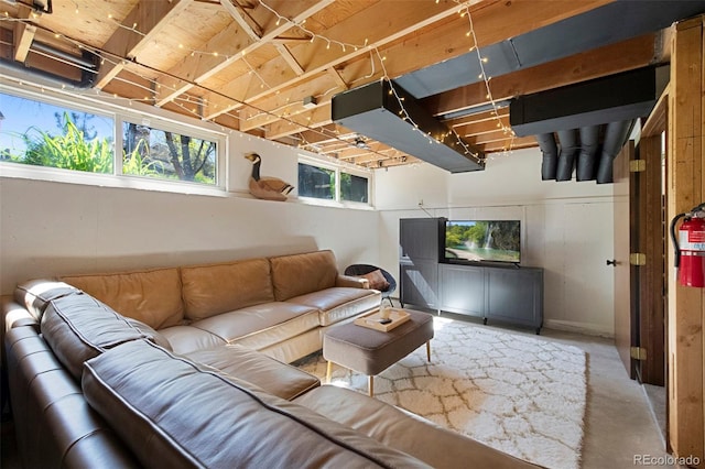 living room featuring concrete flooring