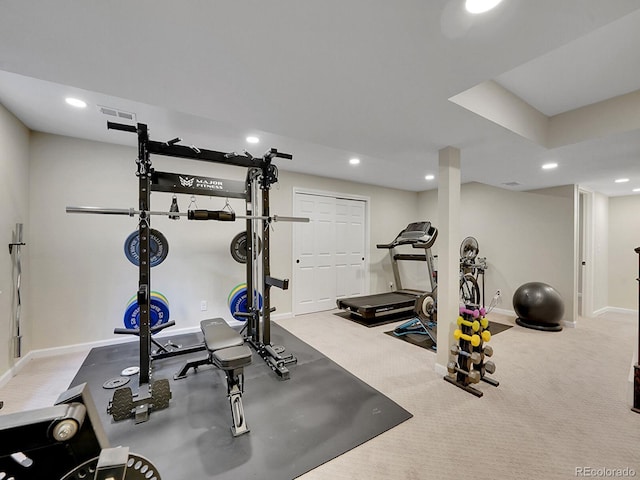 1052 Northampton Ct, Highlands Ranch, CO 80126 - exercise room featuring recessed lighting and carpet floors