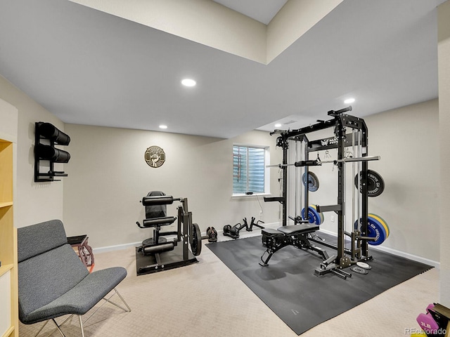 1052 Northampton Ct, Highlands Ranch, CO 80126 - workout room featuring recessed lighting and carpet floors
