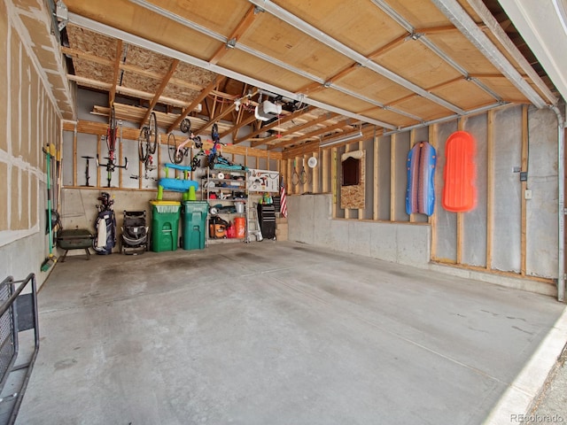 garage with a garage door opener