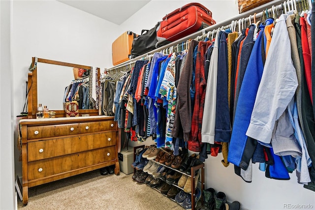 spacious closet with carpet floors