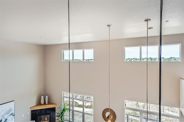 details with a textured ceiling