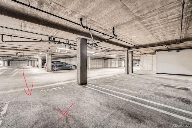 view of parking garage