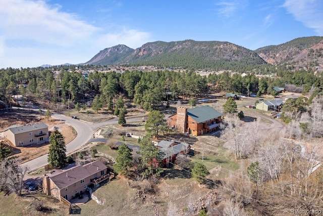 aerial view with a mountain view