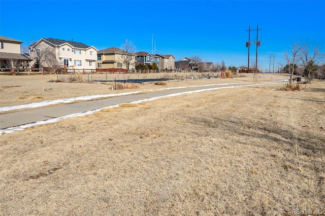 view of road with a residential view