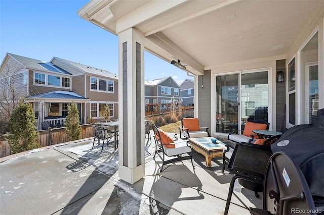 12264 Olive Way, Thornton, CO 80602 - view of patio / terrace with outdoor lounge area, outdoor dining space, and a residential view