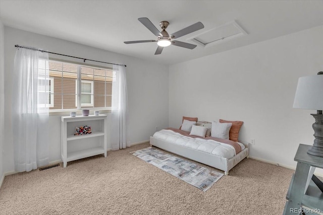 1385 Candleglow St, Castle Rock, CO 80109 - carpeted bedroom featuring baseboards, ceiling fan, and attic access