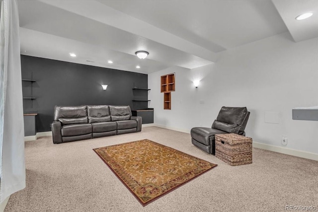 1385 Candleglow St, Castle Rock, CO 80109 - living area with carpet floors, recessed lighting, and baseboards