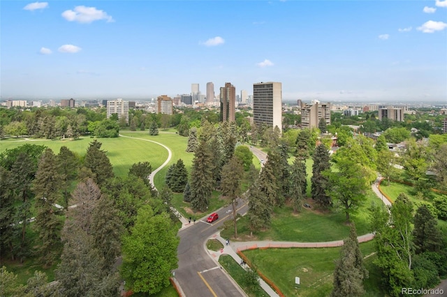 birds eye view of property featuring a city view
