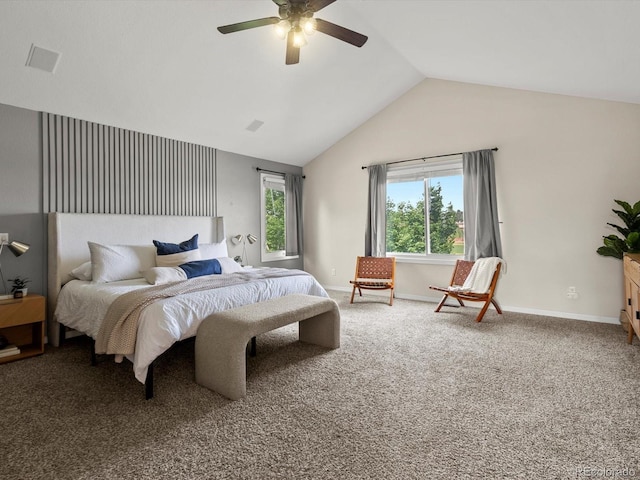 8425 Green Island Cir, Lone Tree, CO 80124 - carpeted bedroom featuring lofted ceiling and ceiling fan