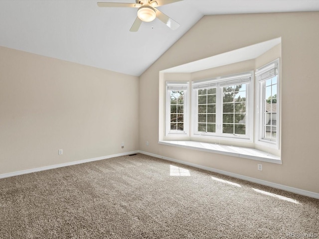 8425 Green Island Cir, Lone Tree, CO 80124 - carpeted empty room with ceiling fan and vaulted ceiling