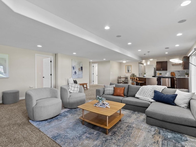 8425 Green Island Cir, Lone Tree, CO 80124 - carpeted living room featuring baseboards and recessed lighting