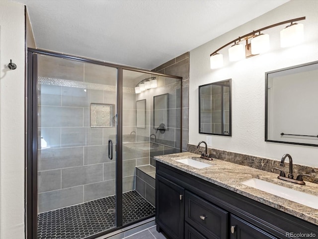 8425 Green Island Cir, Lone Tree, CO 80124 - full bathroom with double vanity and a shower stall