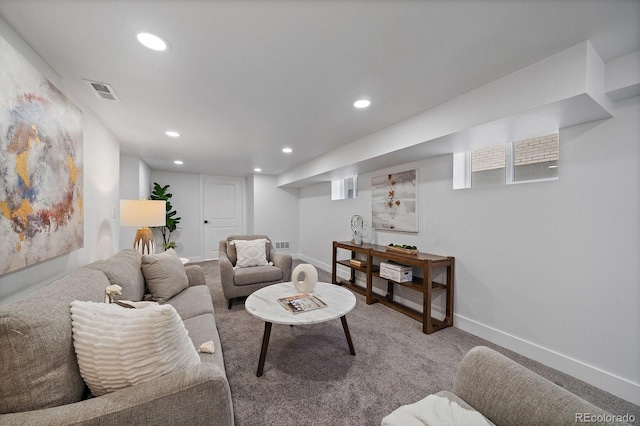 living room with carpet floors