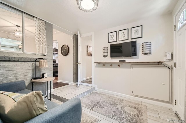 living room featuring light wood-type flooring