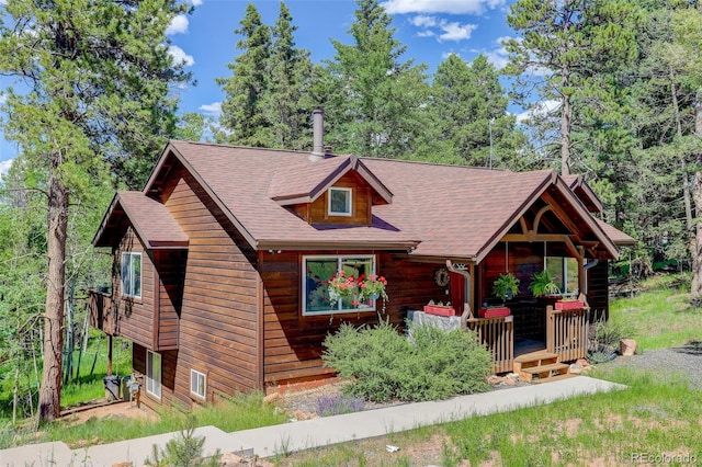 877 N Mountain Estates Rd, Florissant, CO 80816 - chalet / cabin featuring a porch