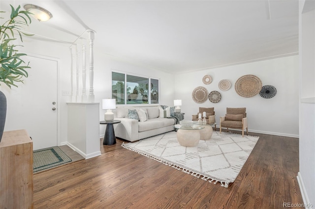 2644 S Krameria St, Denver, CO 80222 - living room featuring wood finished floors and baseboards
