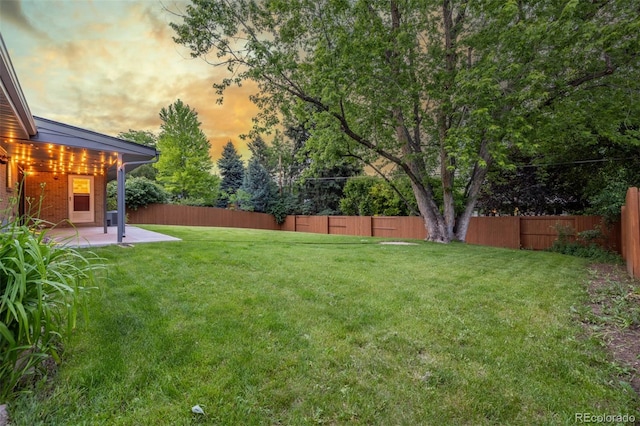 2644 S Krameria St, Denver, CO 80222 - yard at dusk with a patio and central AC