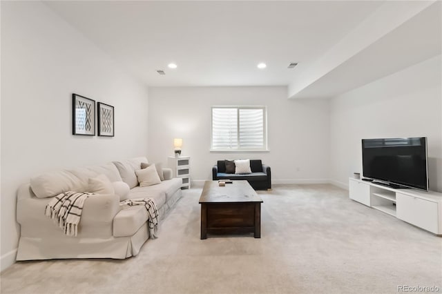 1369 E Witherspoon Dr, Elizabeth, CO 80107 - living area featuring light carpet, baseboards, and recessed lighting