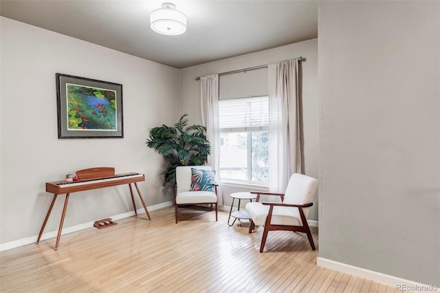 sitting room with light wood-type flooring