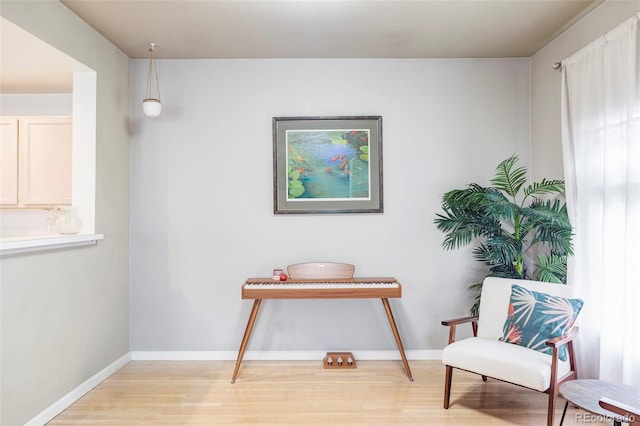 living area featuring light hardwood / wood-style floors