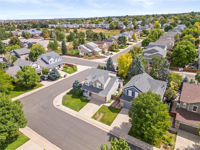 aerial view with a residential view