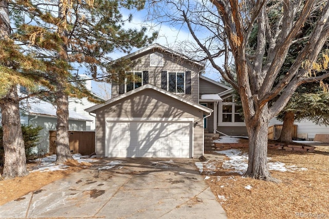 front of property with a garage