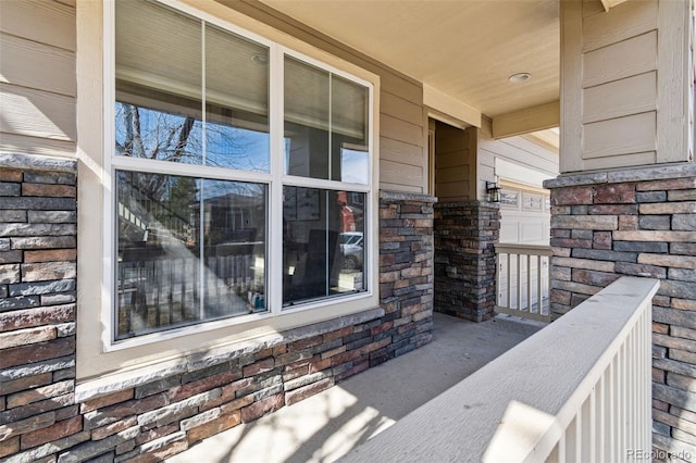 view of patio featuring a porch