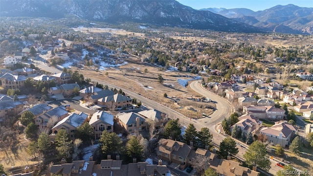 aerial view with a mountain view