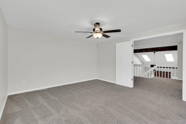 14243 E Radcliff Cir, Aurora, CO 80015 - carpeted spare room featuring a ceiling fan and a skylight