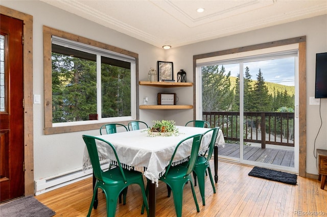 159 Lake Rd, Idaho Springs, CO 80452 - dining area with hardwood / wood-style flooring and baseboard heating