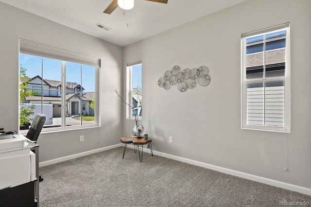 27893 E 6th Pl, Aurora, CO 80018 - carpeted office featuring a ceiling fan and baseboards