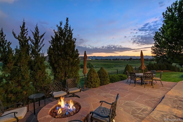 10258 Pennington Ln, Highlands Ranch, CO 80126 - view of patio featuring a fire pit and outdoor dining area