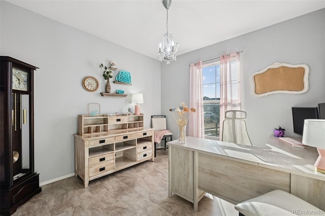 10649 Mt Emerald Dr, Peyton, CO 80831 - office featuring a chandelier