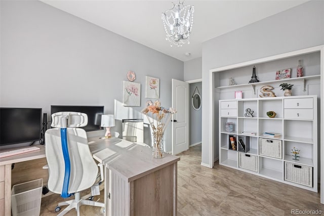 10649 Mt Emerald Dr, Peyton, CO 80831 - office featuring a chandelier