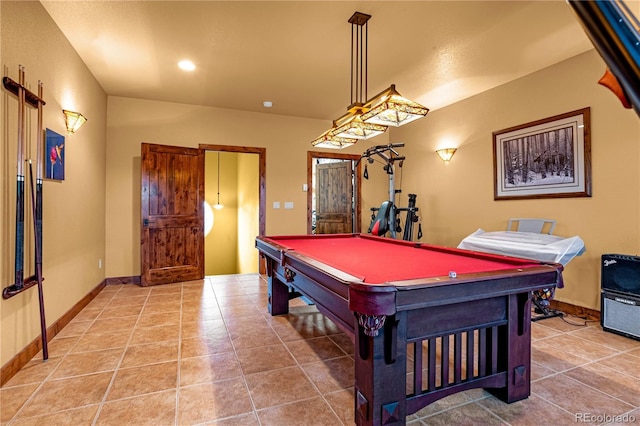 17595 Black Forest Rd, Colorado Springs, CO 80908 - playroom featuring billiards, tile patterned flooring, and recessed lighting