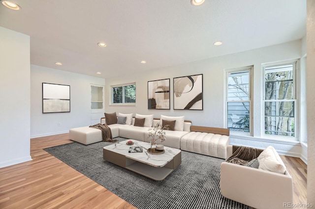 1325 Lima St, Aurora, CO 80010 - living room featuring light wood-type flooring and recessed lighting